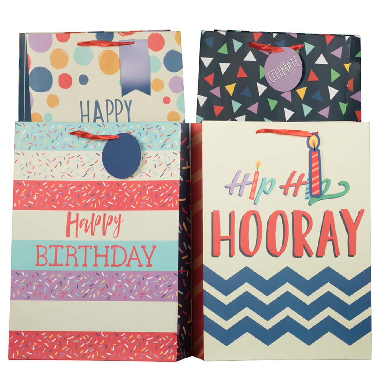 JAM Paper Jumbo Shapes Birthday Gift Bag Assortments, 12ct.